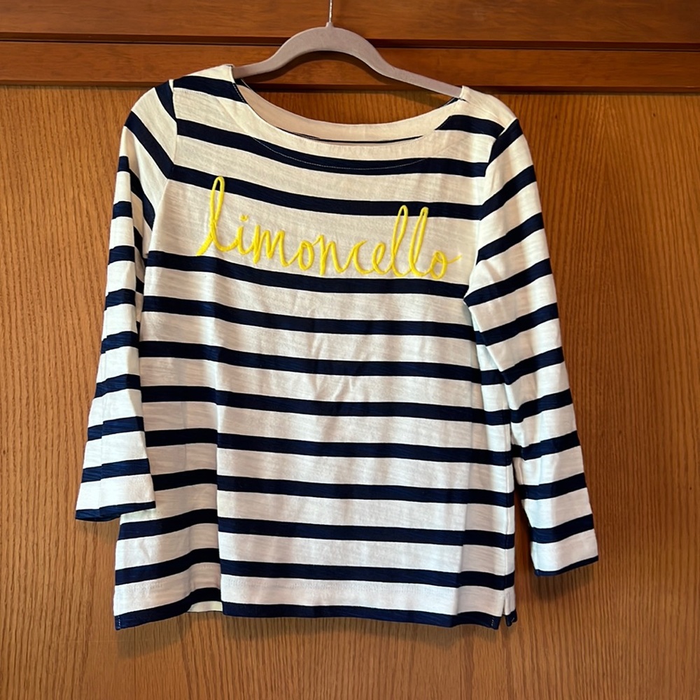 Loft striped 3/4 sleeve top shirt vacation size medium